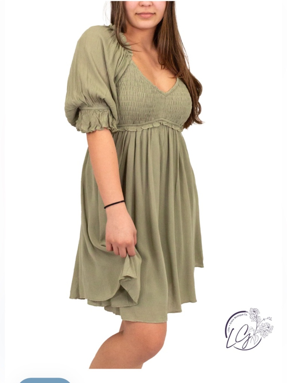 NWOT-Heyson Olive Green - Effortless Elegance Mini Dress-Med